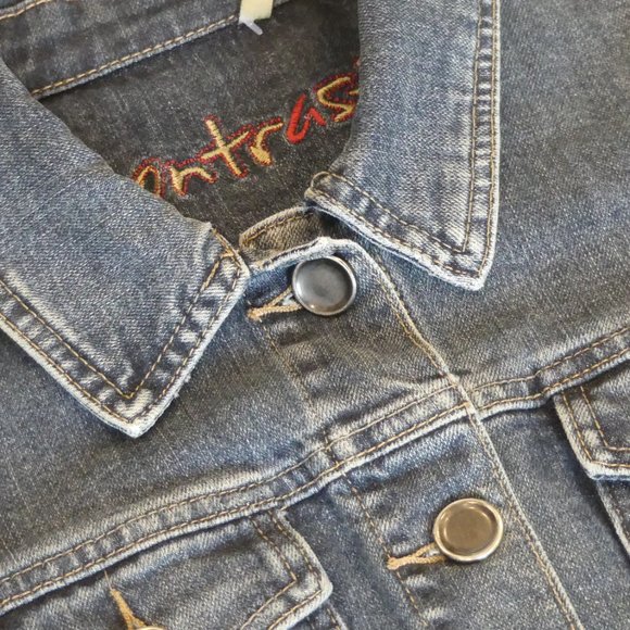 Contrast Vintage Blue Medium Denim Jacket - Picture 4 of 5